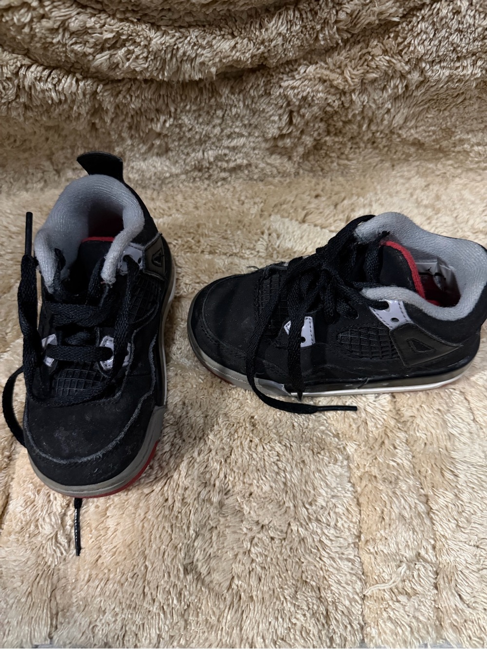 Jordan Kids Black and Gray Sneakers with Red Accents